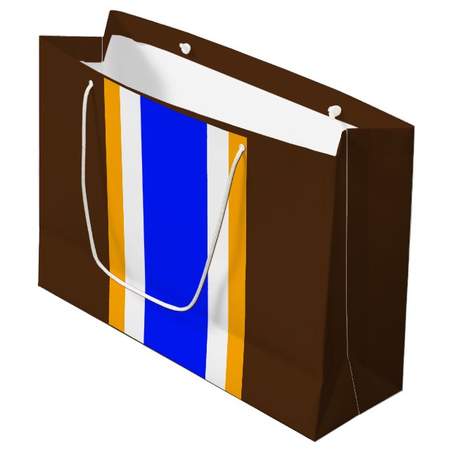 Bolsa De Regalo Grande Fun Vivid Blue Brown Rayas de Carreras Amarilla Bl (Angulo Anverso)