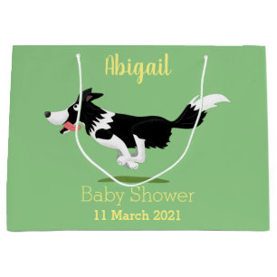 Bolsa De Regalo Grande Funny Border Collie perro corriendo personalizado