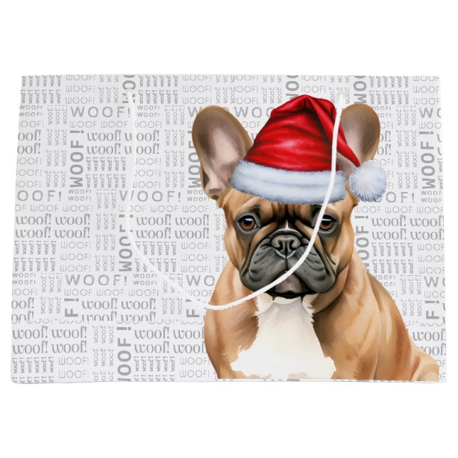 Bolsa De Regalo Grande Funny Christmas Dog Frenchie Lover Holiday (Anverso)