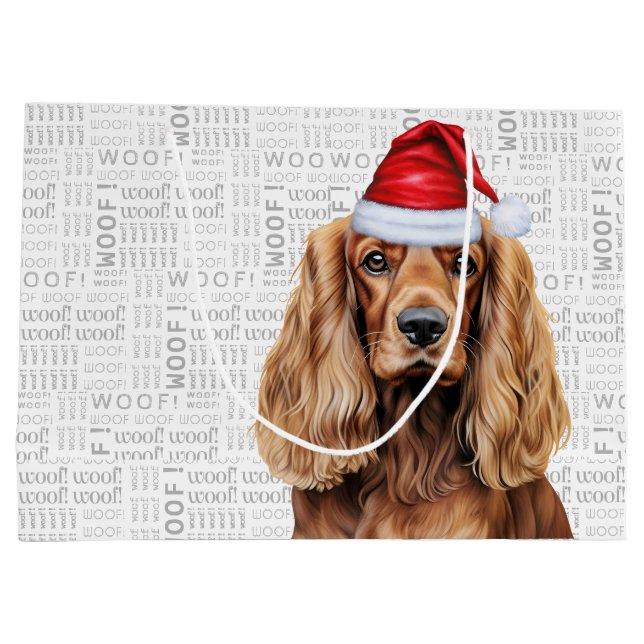 Bolsa De Regalo Grande Funny Christmas Santa Dog Cocker Spaniel Holiday (Reverso)