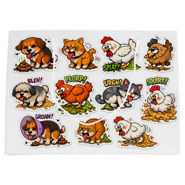 Bolsa De Regalo Grande Funny Gross Animals Pooping Cartoon (Anverso)