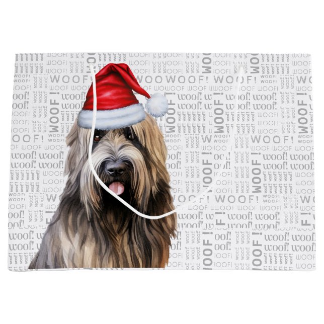 Bolsa De Regalo Grande Funny Navidades Dog Briard Shepherd Holiday (Anverso)