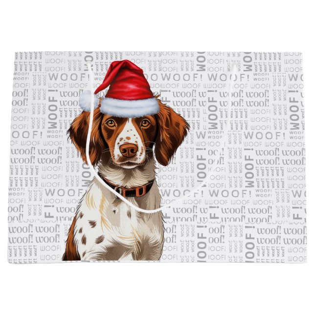 Bolsa De Regalo Grande Funny Navidades Dog Brittany Spanish Holiday (Anverso)