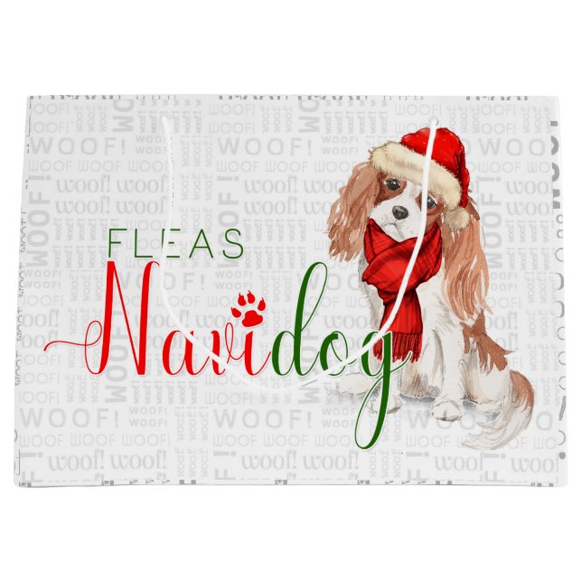 Bolsa De Regalo Grande Funny Navidades Fleas Navidog King Charles Spaniel (Anverso)