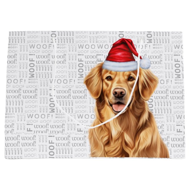 Bolsa De Regalo Grande Funny Navidades Golden Retriever Dog Holiday (Anverso)