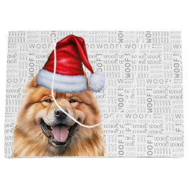 Bolsa De Regalo Grande Funny Navidades Santa Dog Chow Chow Holiday