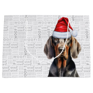 Bolsa De Regalo Grande Funny Navidades Tan y Black Coonhound Lover