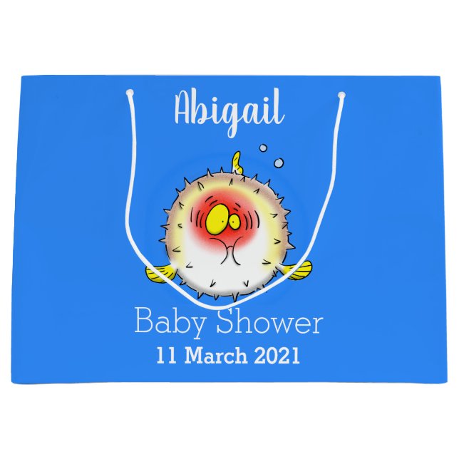 Bolsa De Regalo Grande Funny puffer fish porcupine fish cartoon (Anverso)