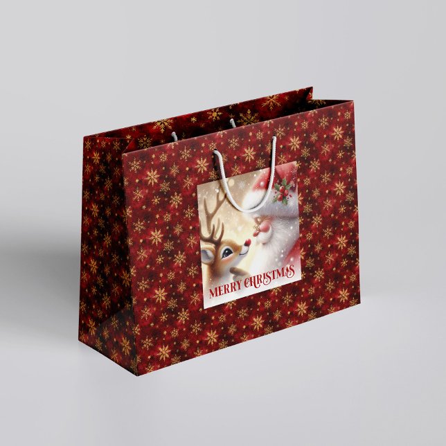 Bolsa De Regalo Grande Funny Santa and Rudolph Kids Christmas Holiday  (Funny Santa and Rudolph Kids Christmas Holiday Gift Bag

)