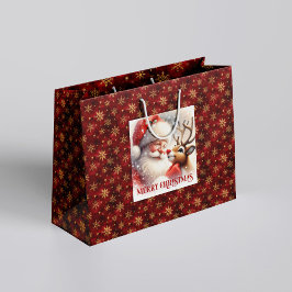 Bolsa De Regalo Grande Funny Santa Claus and Rudolph Kids Christmas Gift