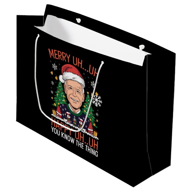 Bolsa De Regalo Grande Funny Santa Joe Biden Merry Uh Navidades Ugly (Angulo Anverso)
