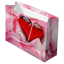 Bolsa De Regalo Grande Gafas Rosas de corazón de vidrio rojo el día de Sa