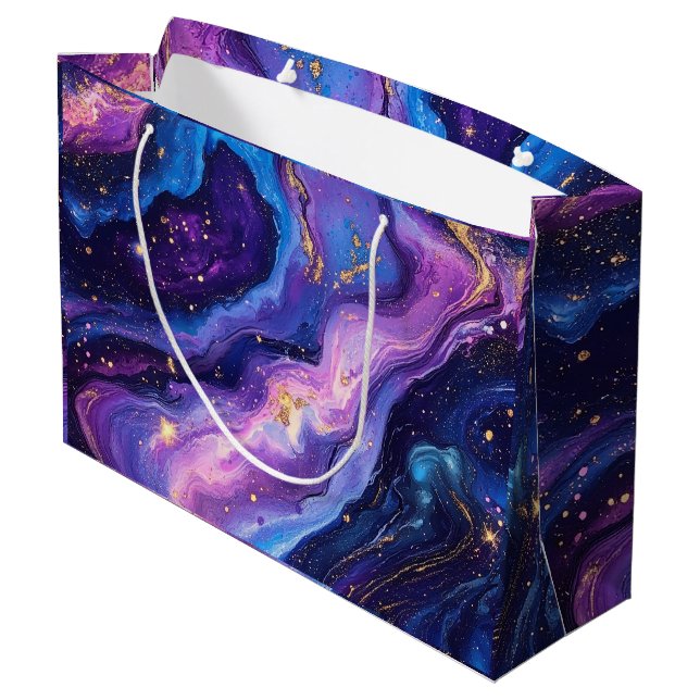 Bolsa De Regalo Grande Galaxia dorada magenta azul púrpura impresionante (Angulo reverso)