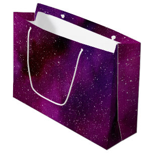 Bolsa De Regalo Grande Galaxias acuáticas de color rosa púrpura