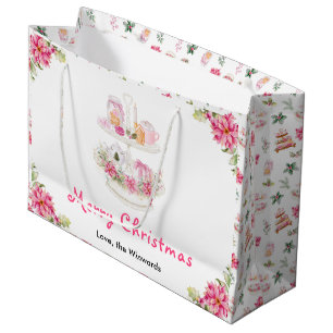 Bolsa De Regalo Grande Galletas Navideñas y Chocolate Rosa Feliz Navidad