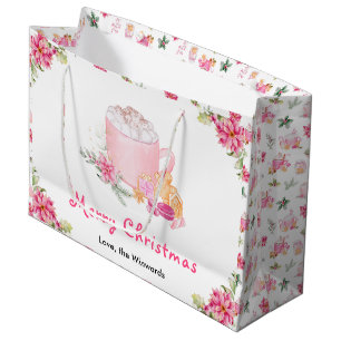 Bolsa De Regalo Grande Galletas Navideñas y Chocolate Rosa Feliz Navidad