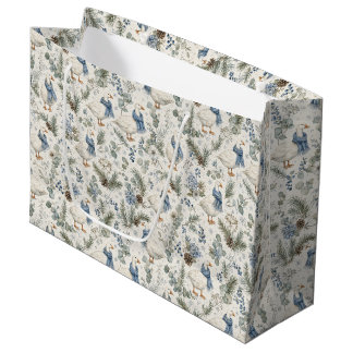 Bolsa De Regalo Grande Ganso azul de invierno Acuarela Navidad Fiesta