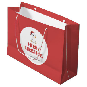 Bolsa De Regalo Grande Ganso Pato de Navidad Personalizado Acuarela