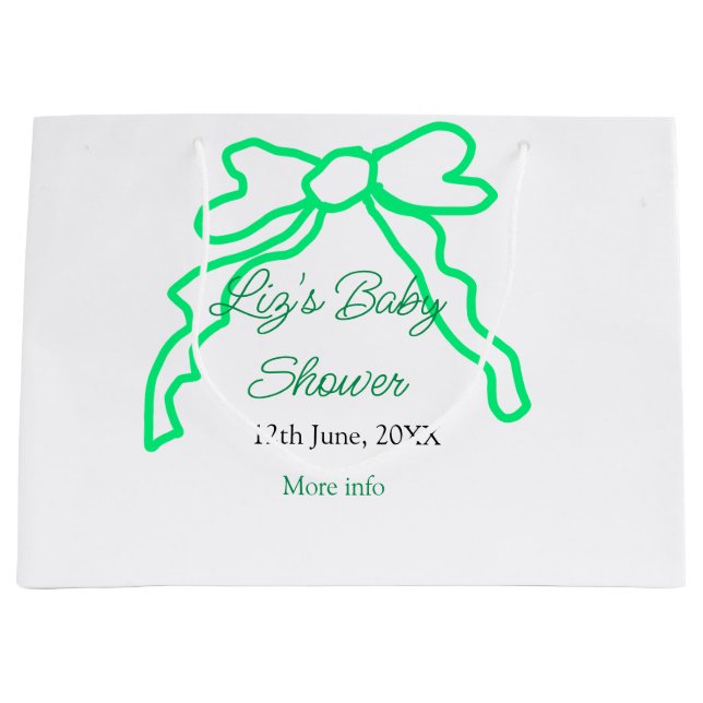 Bolsa De Regalo Grande Garabato verde de la ducha bebé añadir nombre de l (Anverso)