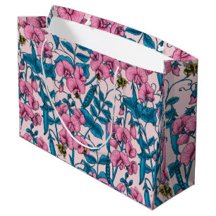 Bolsa De Regalo Grande Garzas y abejorros dulces, rosa y azul