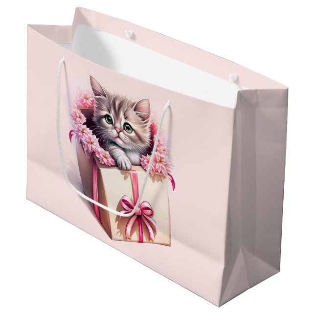 Bolsa De Regalo Grande Gatito Adorable en una caja regalo de cumpleaños (Angulo Anverso)