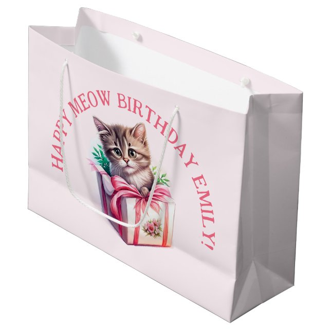 Bolsa De Regalo Grande Gatito lindo en un regalo de cumpleaños de caja (Angulo Anverso)