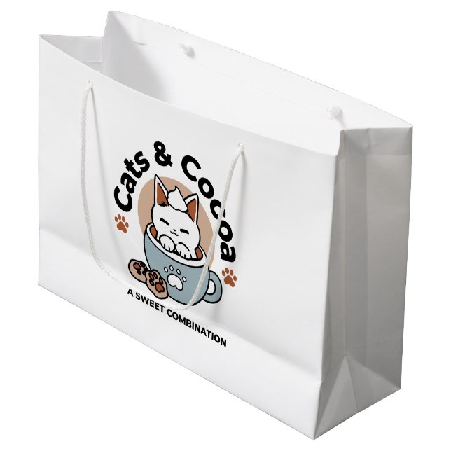 Bolsa De Regalo Grande Gato adorable en diseño de vacaciones de peluche - (Angulo Anverso)