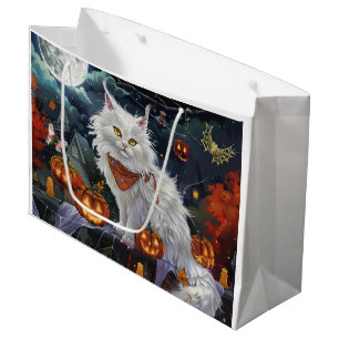 Bolsa De Regalo Grande Gato Angora Turco Halloween Espeluznante