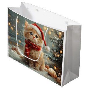 Bolsa De Regalo Grande Gato Angora Turco Navidad Vintage Playa