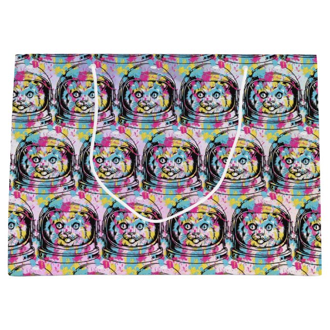 Bolsa De Regalo Grande Gato Astronauta (Anverso)
