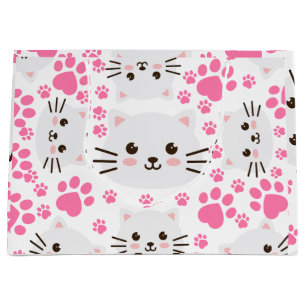 Bolsa De Regalo Grande Gato blanco y papa rosa