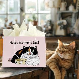 Bolsa De Regalo Grande Gato Calico del Día de la Madre