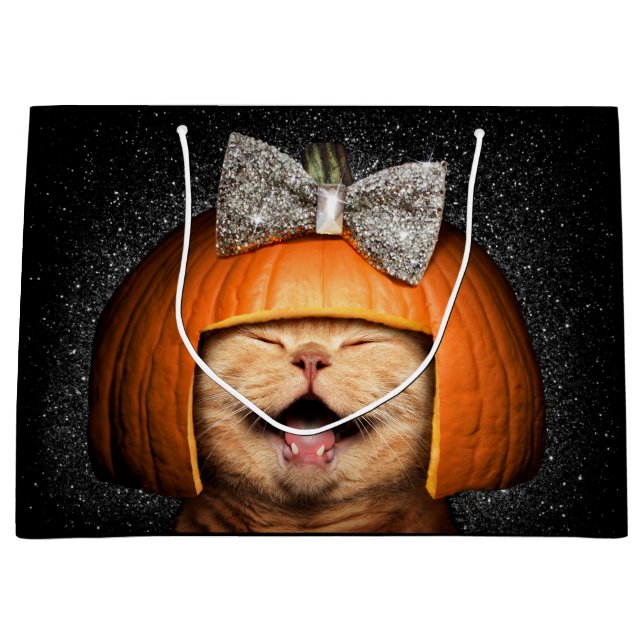 Bolsa De Regalo Grande Gato Con Pelo De Calabaza (Anverso)