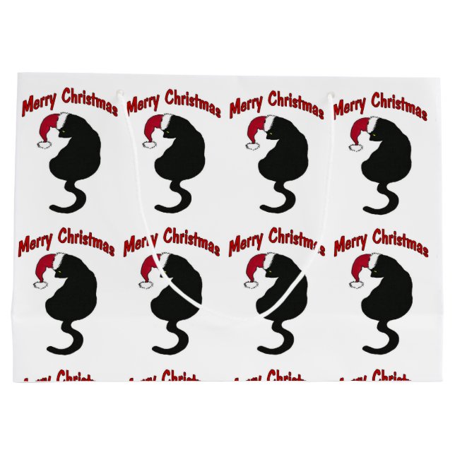 Bolsa De Regalo Grande Gato de las Felices Navidad (Reverso)