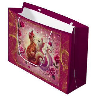 Bolsa De Regalo Grande Gato de marrón retro -