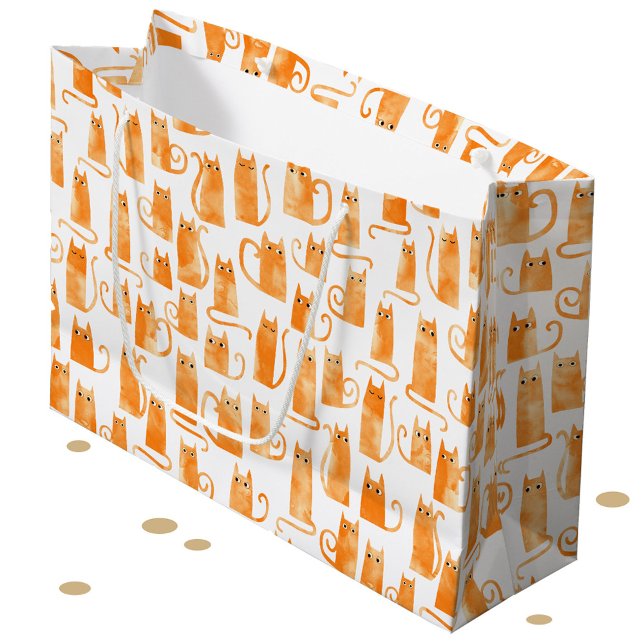 Bolsa De Regalo Grande Gato de Naranja divertido (Fun orange ginger cat pattern gift bag)