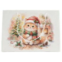 Bolsa De Regalo Grande Gato de Navidad Adorable