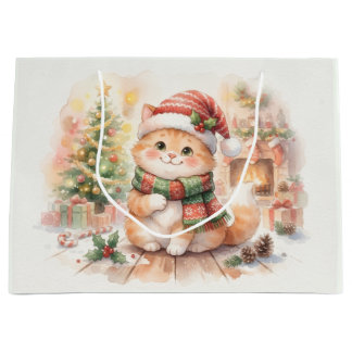 Bolsa De Regalo Grande Gato de Navidad Adorable