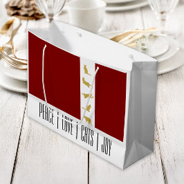Bolsa De Regalo Grande Gato de Navidades de oro blanco rojo moderno