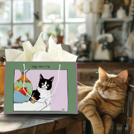 Bolsa De Regalo Grande Gato de Tuxedo del Día del Padre