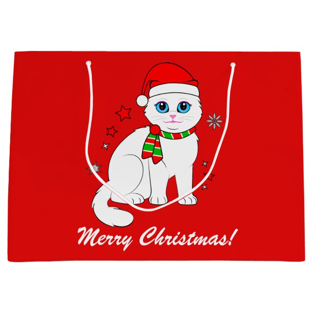 Bolsa De Regalo Grande Gato del navidad en el tiempo del navidad (Anverso)