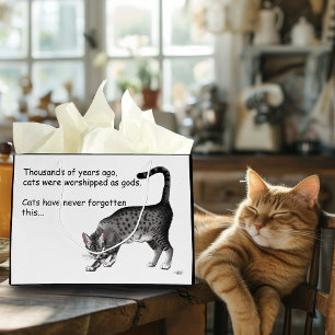 Bolsa De Regalo Grande Gato Egipcio Mau Gris Caprichoso Divertido