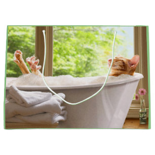 Bolsa De Regalo Grande Gato en el baño de burbujas