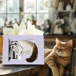 Bolsa De Regalo Grande Gato esponjoso Ragdoll Lavanda Portátil Divertido