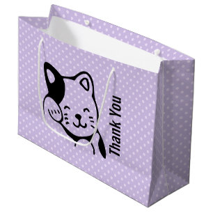 Bolsa De Regalo Grande Gato gitano blanco y negro lindo saludando