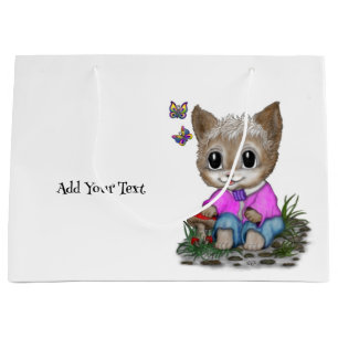 Bolsa De Regalo Grande Gato Kitty y mariposa