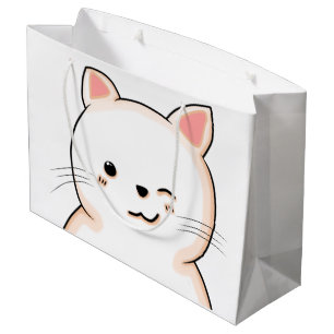 Bolsa De Regalo Grande Gato lindo bigotes Guiño Gato Blanco Dueño de Masc