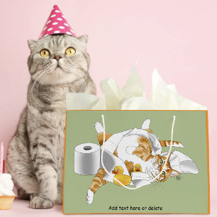 Bolsa De Regalo Grande Gato Naranja Jengibre Papel Higiénico Divertido