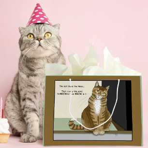 Bolsa De Regalo Grande Gato Naranja Propietario Divertido Gato
