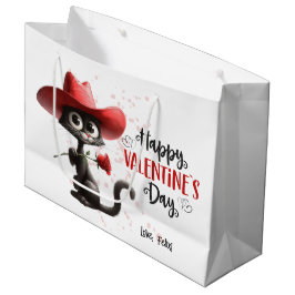 Bolsa De Regalo Grande Gato negro con Gorra vaquero Feliz Día de San Vale